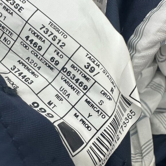 Armani Collezioni Blazer 39R Pinstripe 100% Wool Ventless Navy Blue Made In Ital - Picture 5 of 12